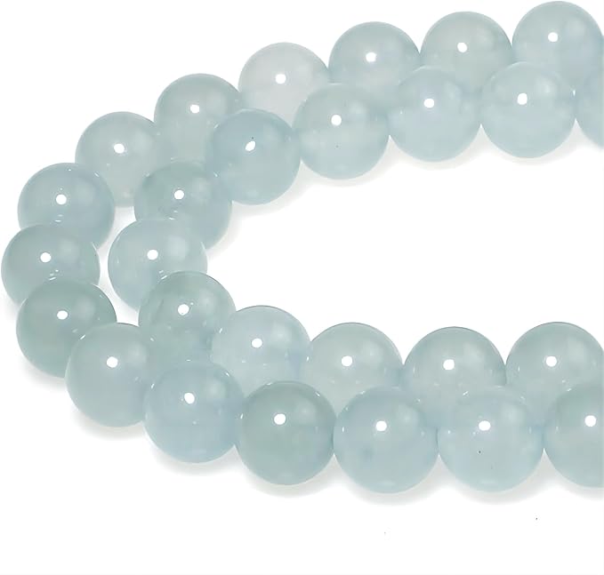 MJDCB Stone Beads 8mm 43pcs Round Grey Blue Jade Loose Gemstone Bead Charms for Jewelry Making Bracelet Necklace Earring Pendant