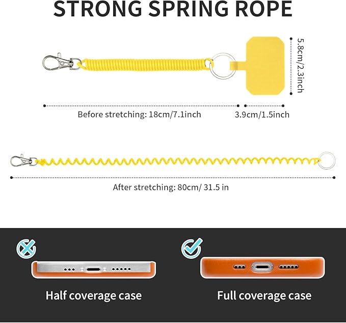 Phone Tether Lanyard Anti Theft Phone Strap with Carabiner Anti-Drop Outdoor Skiing Hiking Cycling Fishing Climbing fit iPhone and Most Cell Phone (Black+Yellow)