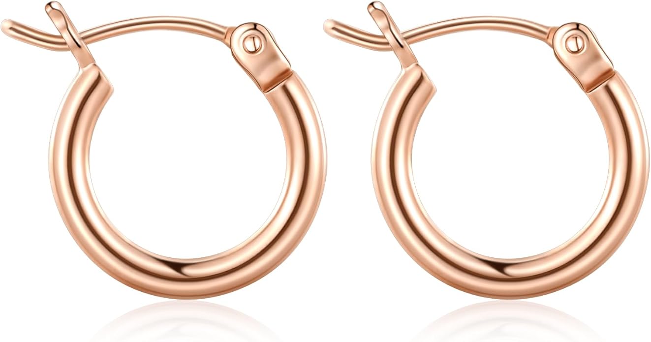 Gacimy Gold Hoop Earrings for Women 14K Real Gold Plated Hoops with 925 Sterling Silver Post