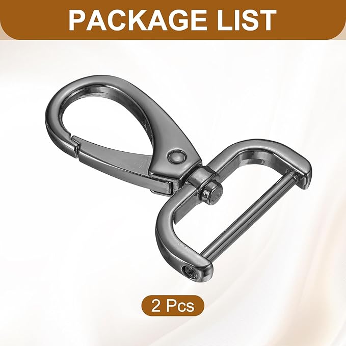 HARFINGTON 2Pcs Detachable Snap Hook Swivel Clasp 1" D Ring with Swivel Lobster Claw Clasps Hook for Purse Strap Keychain Bag DIY Craft, Gunmetal