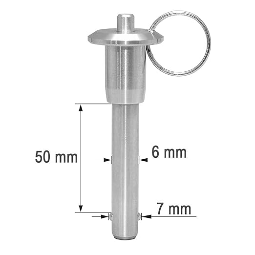 Stainless Steel Ball Head Locking PinQuick Release Pin , 6mm 1/4" Pin Dia Safety Push Button Linear Array Stop Pin with Lanyard Cable for Musical Instrument (1Pack, Usage Length(MM):51)