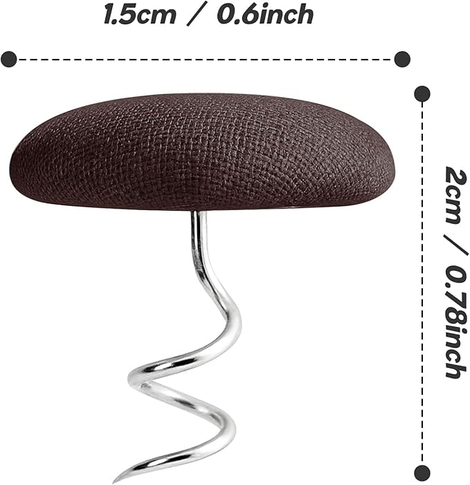 Decorative Upholstery Tacks with Cloth Heads, Twist Pins for Slipcovers, Bedskirts, Headliner Installation (12, Dark Brown)