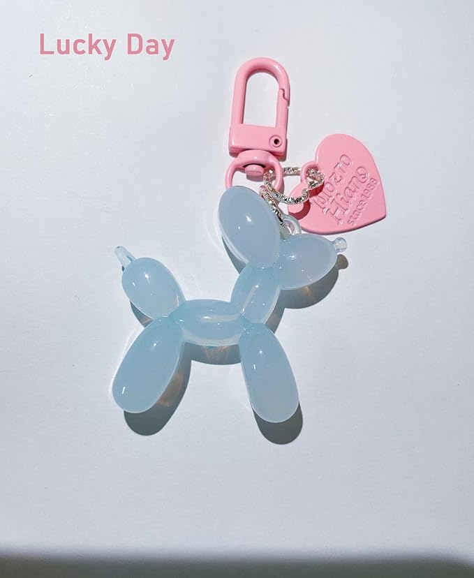 LAEKOU Jelly Balloon Dog Design Keychain for Women, Cute Girls Key Chain, Bag Charms Accessories for Car Purse Backpack