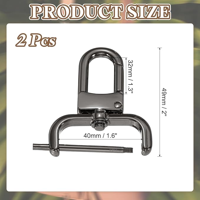 PATIKIL 1.3 Inch Swivel Clasp Hooks, 2 Pcs Detachable Snap Hook with Screw Bar, Swivel Lobster Claw Clasps for Bag Strap Replacement Purse Lanyard DIY Craft Hardware, Black