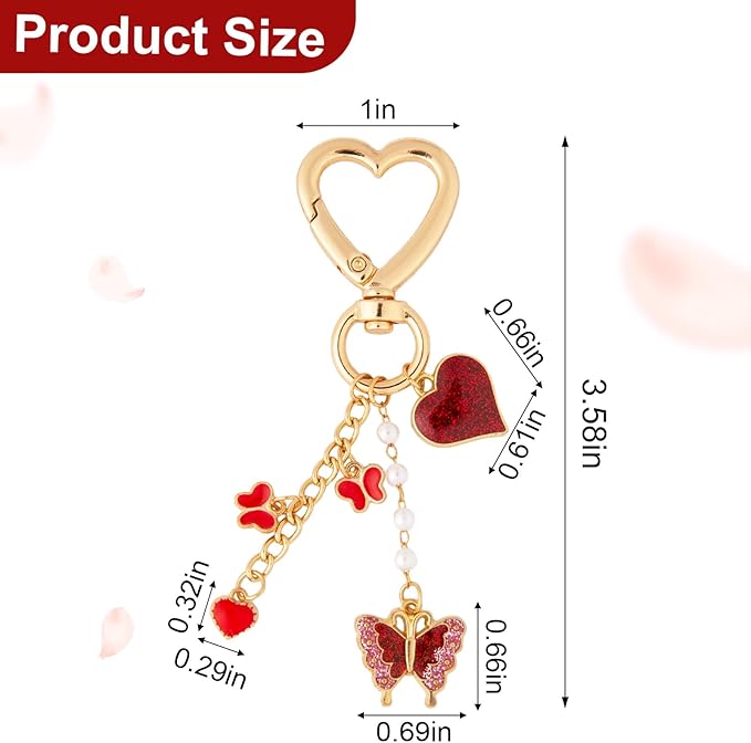 Y2K Keychain Set Heart Butterfly Pearl Flower Bag Charms,Cute Aesthetic Accessories for Women Gifts Keys Bags Purse