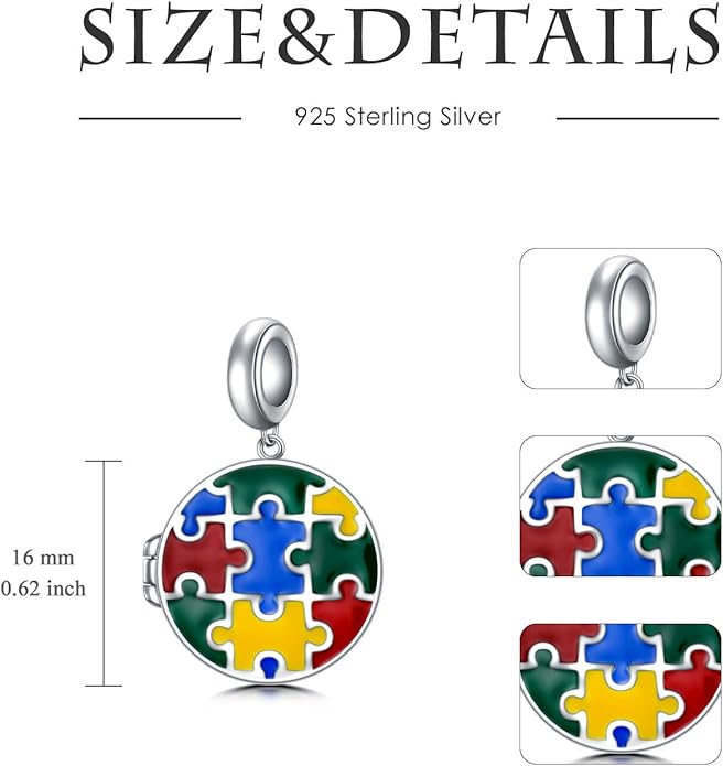 LONAGO 925 Sterling Silver Personalized Photo Charm Fit Compatible for Bracelet Necklace Customized Heart Round Shape Picture Bead