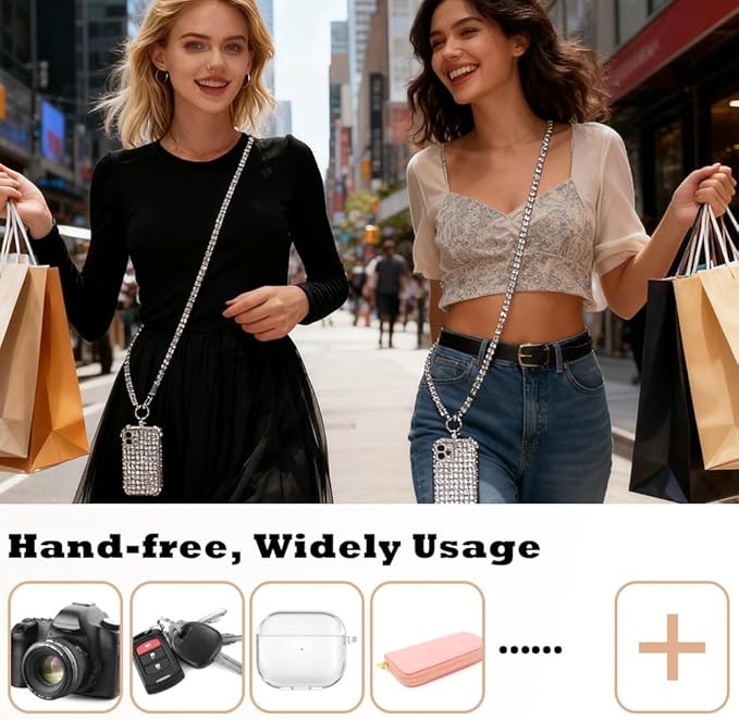 Phone Lanyard Crossbody with Hanging Loops, Clip and Go Strap for Phone with Zipper Wallet, Adjustable Elastic Phone Strap