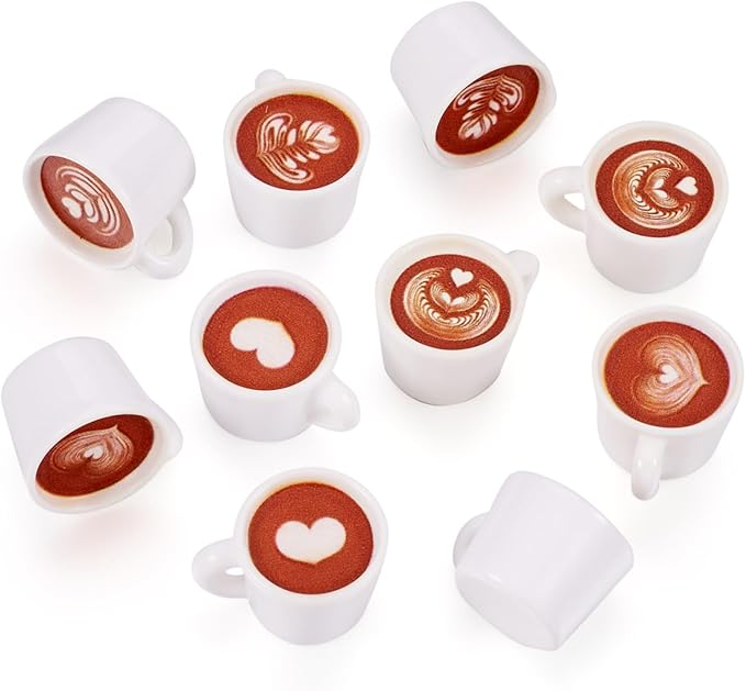 Craftdady 20 pcs Mini Resin Miniature Coffee Cup Tiny Fake Coffee Mug Cute Tableware Latte Drink Beverage Small Food Ornaments for Jewelry Making Micro Landscape Party Desktop Decorations