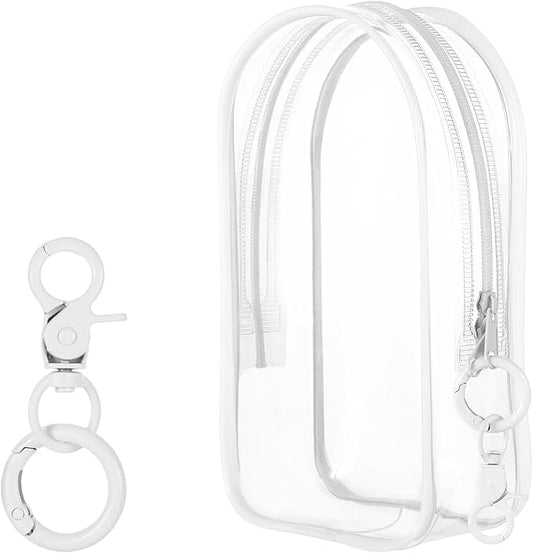 Clear Keychain Pouch, Keychain Figure Display Case for 17cm Doll, Waterproof Hanging Figure Display Bag with Keychains Mini Small Clear Makeup Zipper Pouches Bag for Dolls Collection