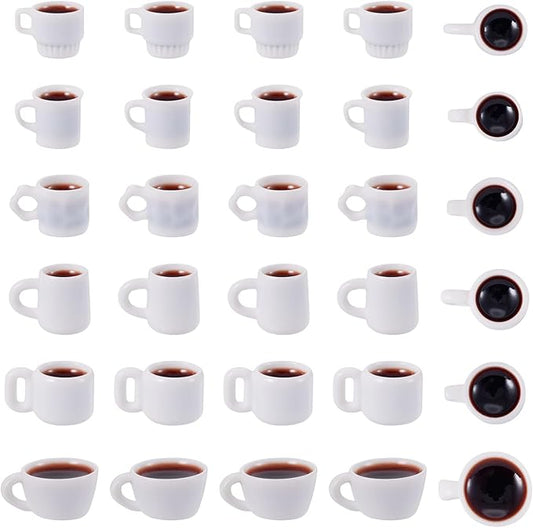 Beadthoven 24Pcs Min Resin Coffee Cups Miniature Food for Dollhouse Mini Drinks Cups Kitchen Accessories Sets Coffee Mug Figures for Micro Landscape Party Decor Keychain Earrings DIY Jewelry Making