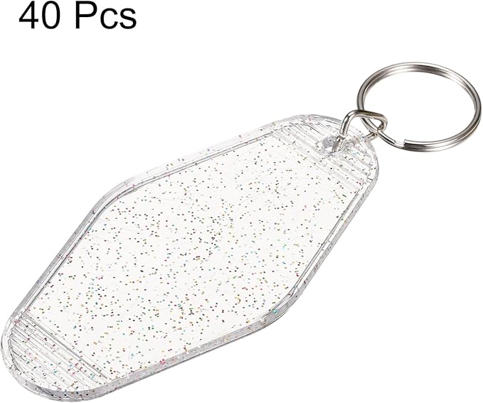 uxcell 40pcs Hotel Keychains Blank Vintage Plastic Rhombus Motel Keychains Hotel Key Tags Rings for DIY Luggage Labels