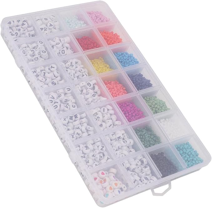plplaaoo Letter Beads Alphabet Beads Plastic Beads Craft Beads 6303PCS DIY Jewelry Making Kit with Storage Box for Necklace Bracelet Hand Eye Coordination Kids Adults Gift