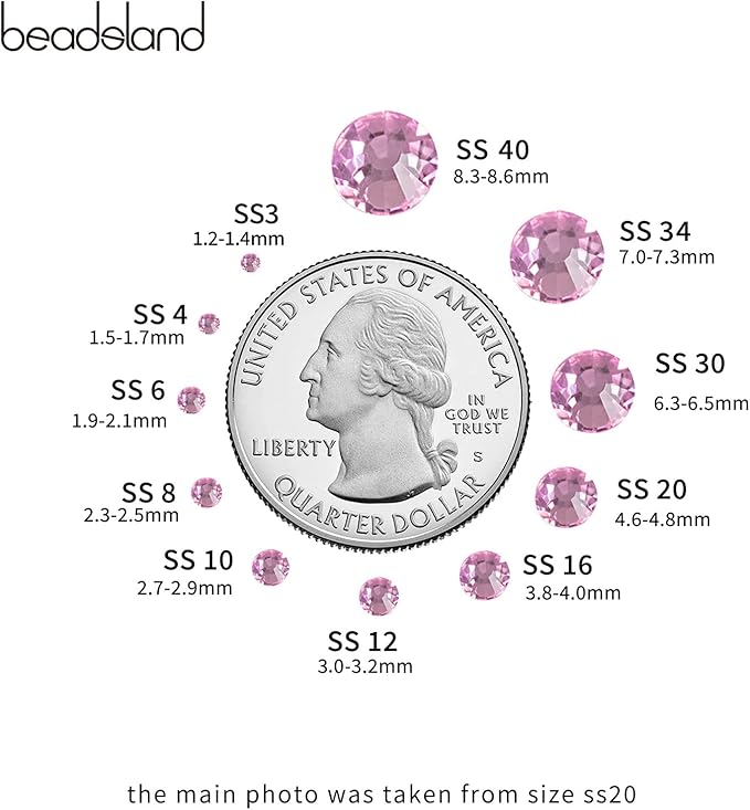 Beadsland Hotfix Rhinestones, 2880pcs Flatback Crystal Rhinestones for Crafts Clothes DIY Decorations, Light Pink, SS10, 2.7-2.9mm
