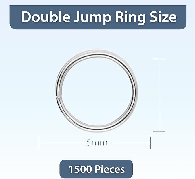 Mandala Crafts 5mm Silver Colored Double Jump Rings for Jewelry Making - 1500 Pcs Small Split Key Rings Set for Crafts, DIY Keychains, and Accessories