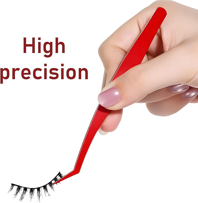 3 Pcs Stainless Steel Lash Tweezers for Eyelash Clusters Kit Eyelash Tweezers Flat Curved Tip for Lash Artists Women Eyelashes Extension Applications