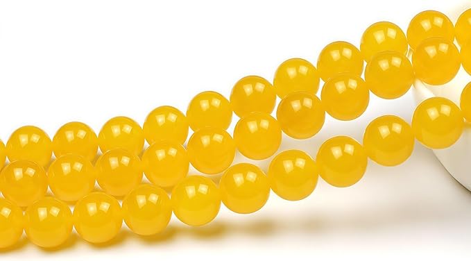 MJDCB Natural Yellow Jade Round Loose Beads for Jewelry Making DIY Bracelet Necklace(4mm)
