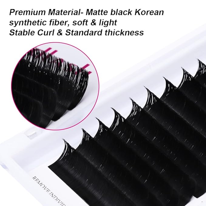 Mega Volume Lash Extensions 0.03-0.10mm C D CC DD L Curl 8-30mm Length Easy Fan Volume Lashes Self Fanning Eyelash Extensions 2D-20D (0.05-CC, 11-19mm Mix)