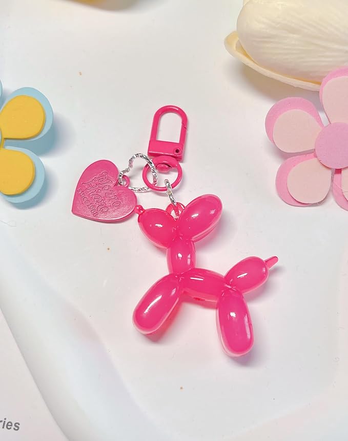 LAEKOU Jelly Balloon Dog Design Keychain for Women, Cute Girls Key Chain, Bag Charms Accessories for Car Purse Backpack