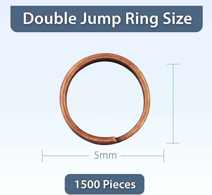 Mandala Crafts 5mm Antique Copper Colored Double Jump Rings for Jewelry Making - 1500 Pcs Small Split Key Rings Set for Crafts, DIY Keychains, and Accessories