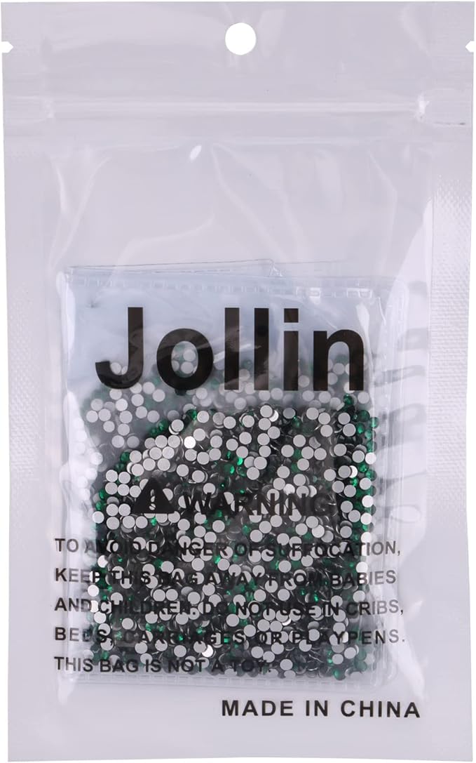 Jollin Glue Fix Crystal Flatback Rhinestones Glass Diamantes Gems for Crafting Nail Art Crafts Decorations Clothes Shoes 2.4mm (ss8 2880pcs, Dark Green)