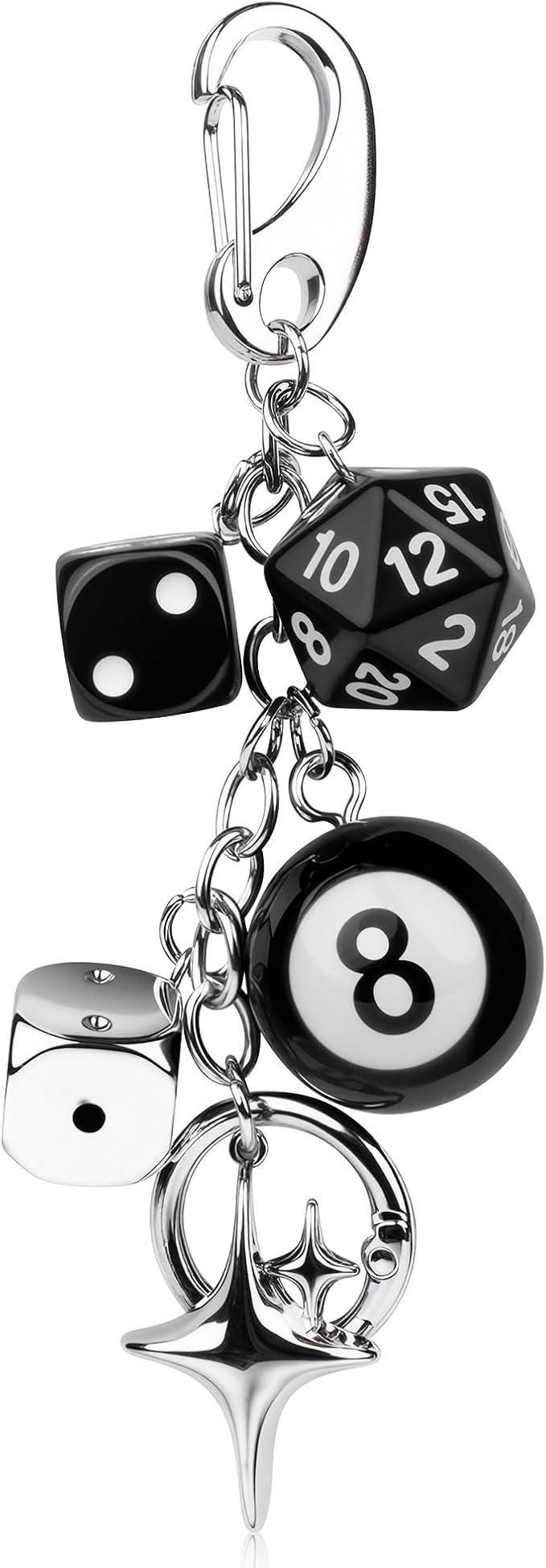 JIMYICLR Black 8 Ball Dice Bag Charm Keychain for Women Men Cute Purse Charms for Handbags Y2K Aesthetic Key Chain Accessories