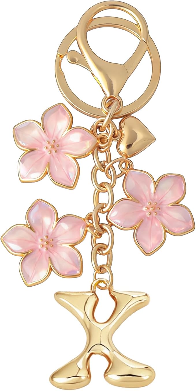 Snycler Bubble Initial Keychain Graceful Flower for bags car remote–A-Z Letter Charms for Women