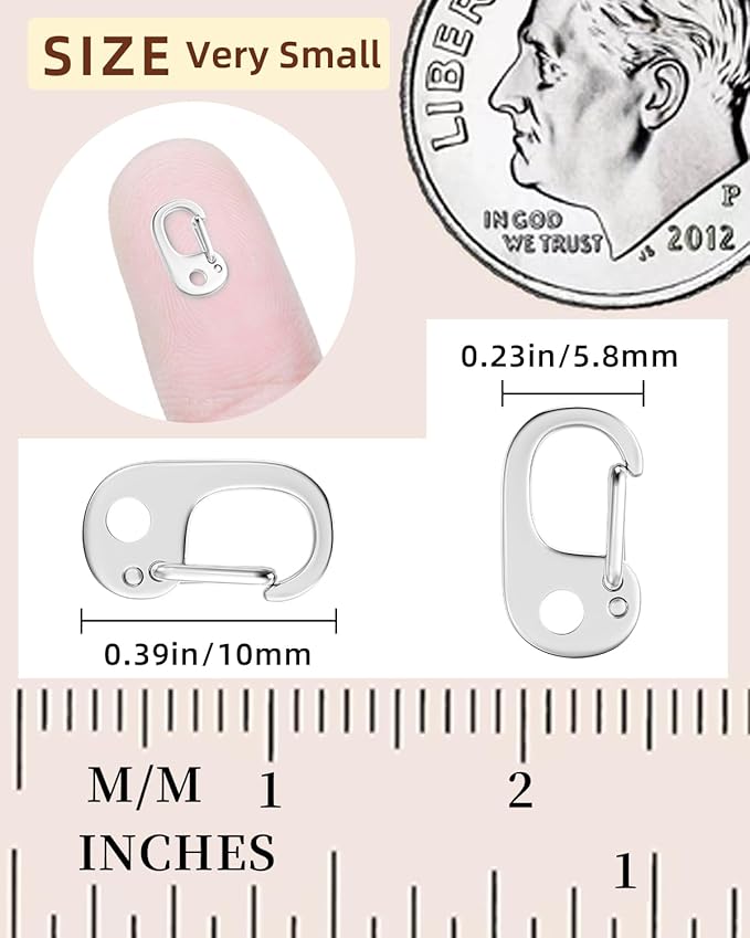 10Pcs Oval Clasp Carabiner Necklace Clasps and Closures, Spring Ring Clasp Pearl Necklace Enhancer Connector for Jewelry Bracelet Making