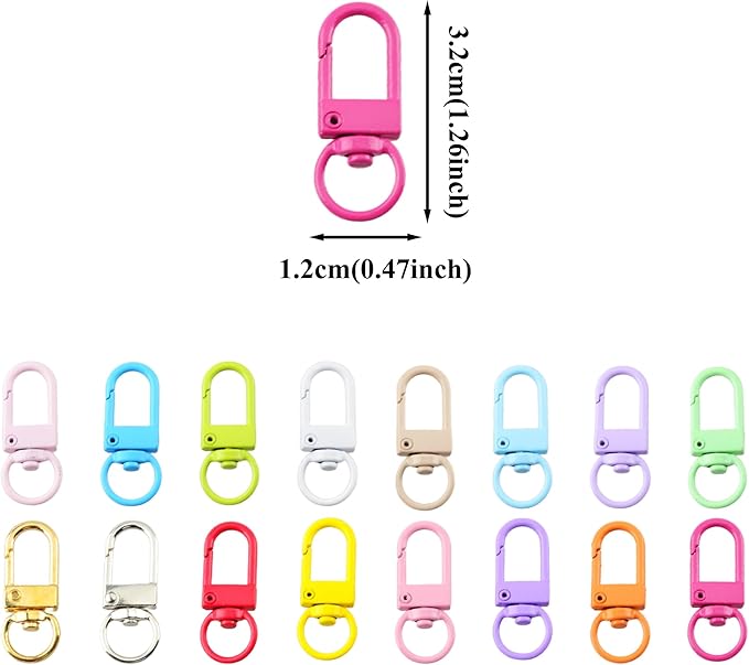 KJML DIY Keychain clip 60pcs Swivel Snap Lobster Claw Keychain Clasps Lanyard Hardware Key Chain Hooks for Bag Charm