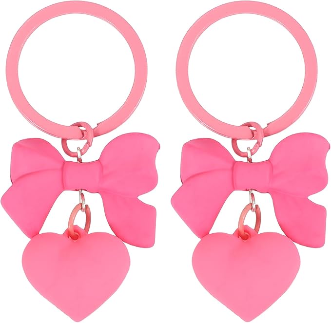 PATIKIL Cute Heart Keychain for Women, Bow Heart Purse Charm Bag Charm Accessories for Handbag Car Purse Backpack Wallet
