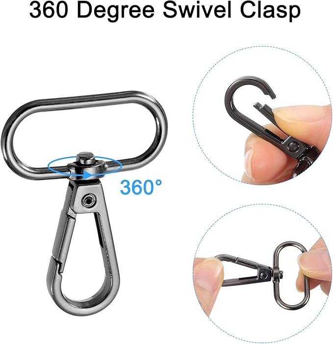 uxcell 12 Pcs Swivel Clasp Hook, 1.26" Purse Snap Clasps Detachable for Bag, Grey