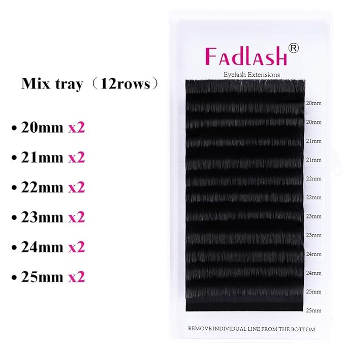 FADLASH Eyelash Extensions Volume 20mm-25mm Mixed Tray Self Fanning Lashes D Curl 0.07mm Lash Extension Supplies Rapid Blooming Lashes (0.07-D, 20-25mm Mix)