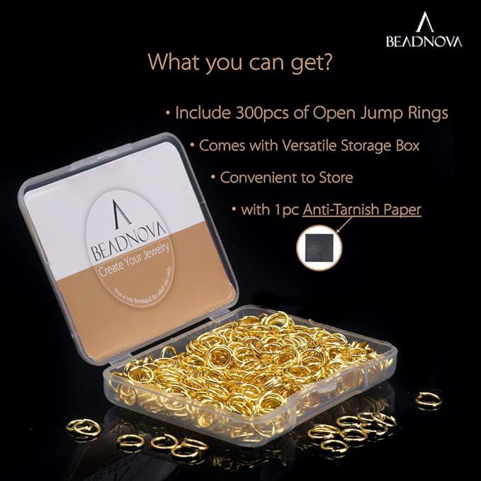 BEADNOVA 7mm Open Jump Rings for Jewelry Making Gold Jewelry Jump Rings for Keychains and Earrings (300Pcs)