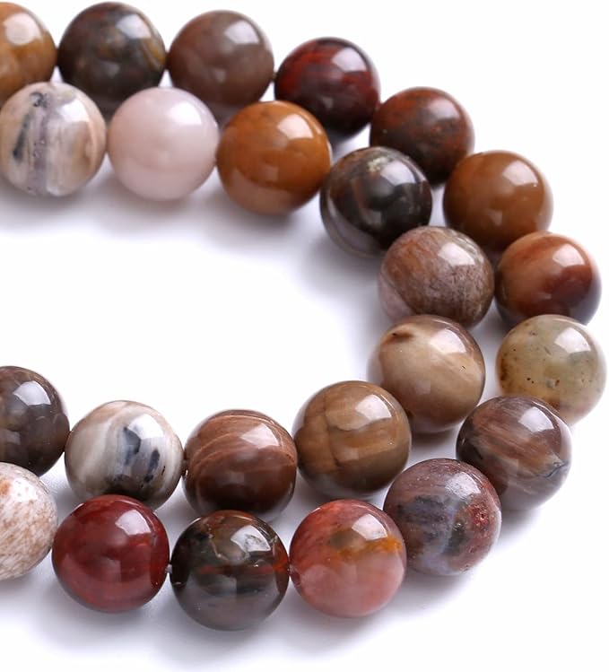 6MM 60PCS Natural Stone Petrified Wood Jasper Loose Beads for Jewelry Making DIY Bracelet