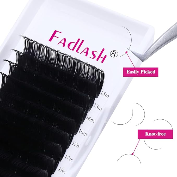 Lash Extension D Curl 15-20mm Mixed Tray Silk Classic Lash Extensions Supplies Individual Eyelash Extensions (0.20-D)