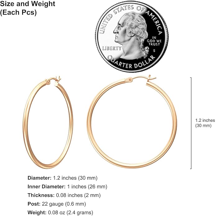 Gacimy Gold Hoop Earrings for Women 14K Real Gold Plated Hoops with 925 Sterling Silver Post