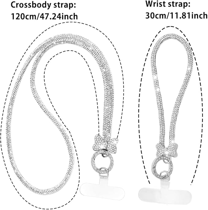 2Pcs Phone Crossbody Lanyard and Wrist Strap, Universal Cell Phone Lanyard Strap with 2Tether Tab