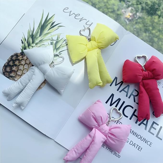 Pink Bow Keychain Bag Charms Y2K Bowknot Plaid Keychains Coquette Aesthetic Purse Handbag Backpacks Charms