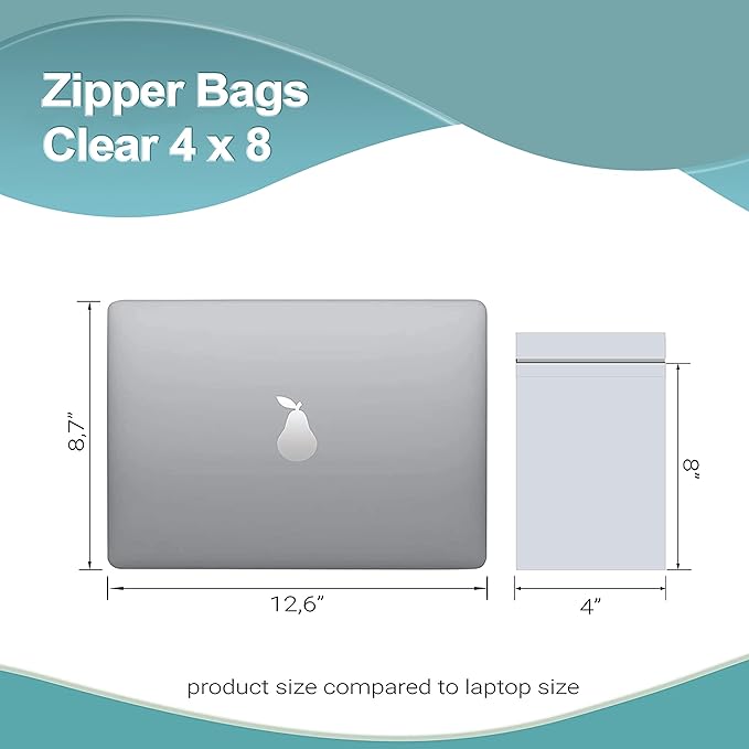 APQ Clear Plastic Reclosable Zipper Bags, 4 x 8 Inches. Pack of 1000 Reclosable Plastic Bags with Zipper Closure. 2 Mil Plastic Jewelry Bags. Waterproof Reclosable Zip Bags for Industrial Use
