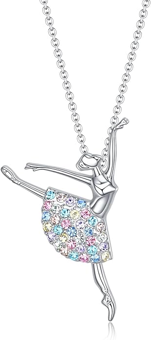 luomart Girls Necklace Ballerina Dance Recital Gifts for Women,Ballet Dancer Pendant Jewelry for Sister Mom Friends