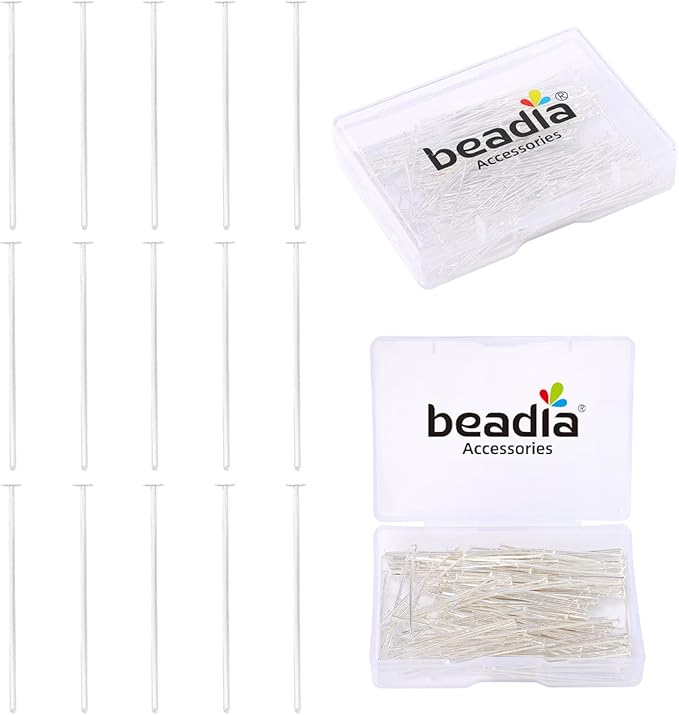 Silver Plated Flat Head Pins Non Tarnish 35mm 200pcs for Jewelry Making Findings