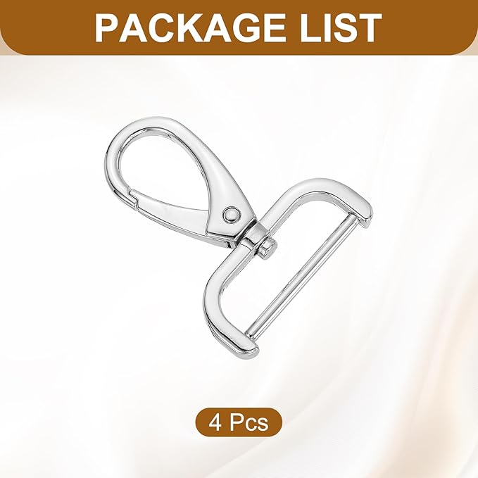 HARFINGTON 4pcs Detachable Snap Hook Swivel Clasp 1 1/4" (32mm) Zinc Alloy Lobster Claw Clasp for Keychain Lanyard Purse DIY Purse Strap, White