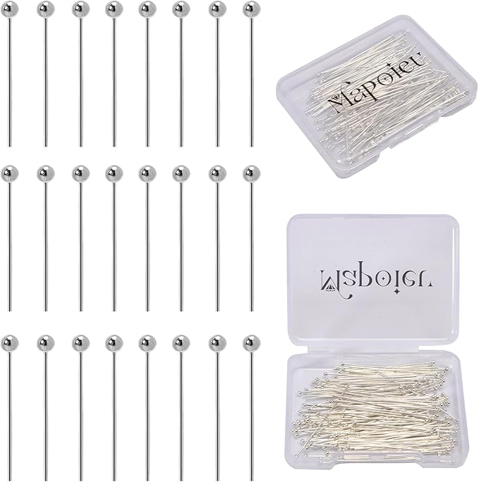 150pcs 40mm 925 Silver Filled Ball Head Pins DIY Crafts Beads Charms Earring Bracelet Jewelry Making Accessories Supplies