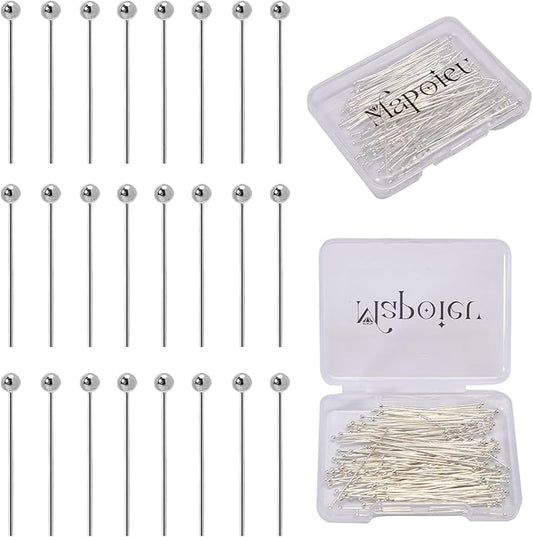 200pcs 30mm 925 Silver Filled Ball Head Pins DIY Crafts Beads Charms Earring Bracelet Jewelry Making Accessories Supplies
