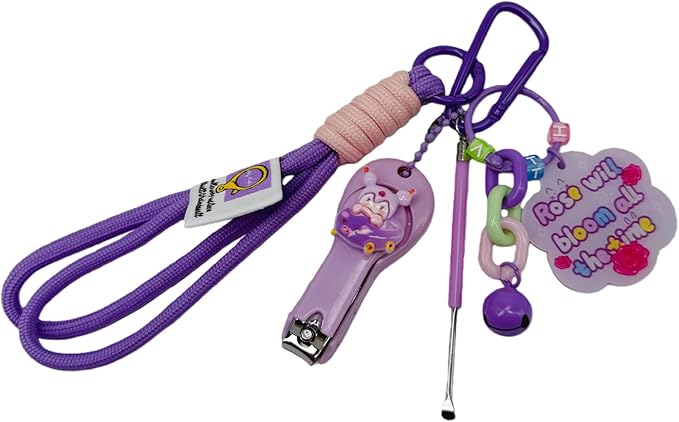 Cute Keychain with Nail Clipper Ear Pick for Women Girls Cute Key Chain Wristlet Cartoon Keychain Lanyard