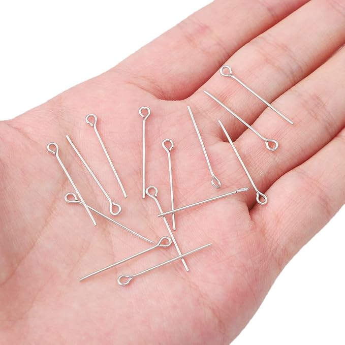 Platinum Plated Open Eye Pins Non Tarnish 25mm 200pcs for Jewelry Making Findings