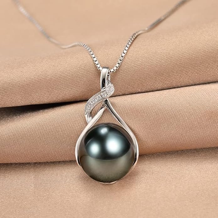 NONNYL Gifts for Women Wife-Tahitian-Black-Pearl-Necklace-Gift for Wife Wedding Birthday Anniversary Jewelry-Mom Girlfriend Her Mothers Day Gifts for Mom Women Valentines Christmas Day