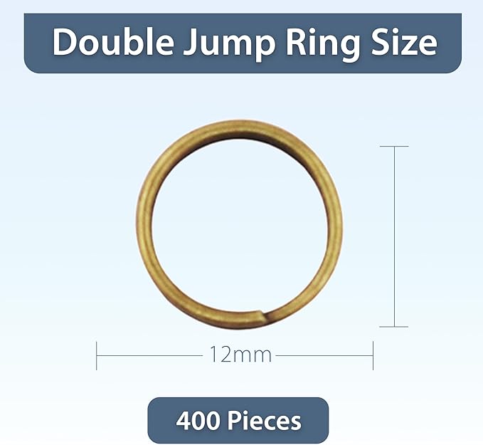 Mandala Crafts 12mm Antique Brass Double Jump Rings for Jewelry Making - 400 Pcs Small Split Key Rings Set for Crafts, DIY Keychains, and Accessories