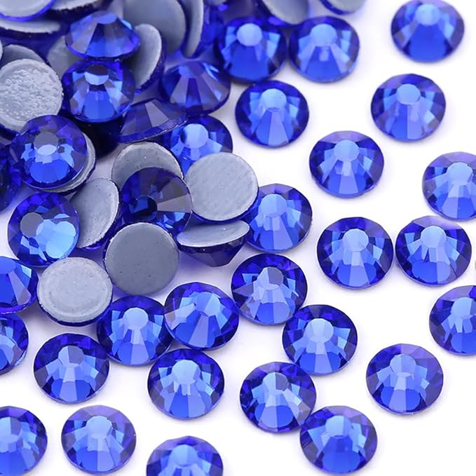Hot Fix Crystal Flatback Rhinestones Glass Diamantes Gems 7.2mm(34ss 288pcs, Sapphire)
