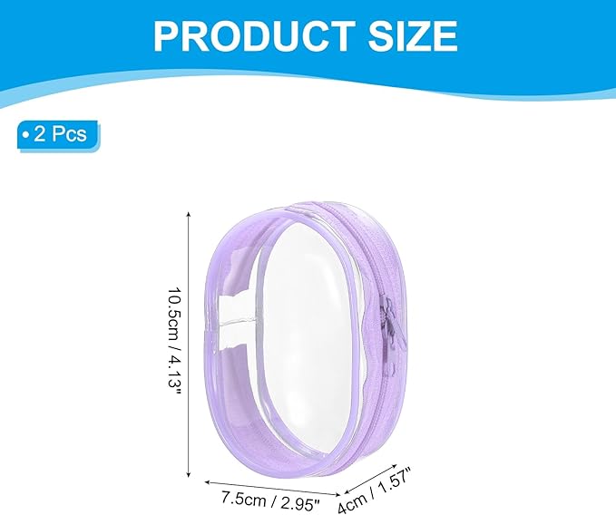 PATIKIL 3x4 Inch Clear Display Bag, 2 Pcs Pouch for Collectibles Pompom Ball Portable Mini Doll Pouch Carrying Case Blind Box Figures Display, Purple