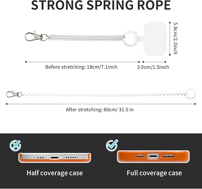 Phone Tether Lanyard Anti Theft Phone Strap with Carabiner Anti-drop Outdoor Skiing Hiking Cycling fishing Climbing fit iPhone and Most Cell Phone (Black+Transparent)
